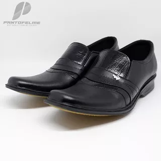 Sepatu Pria Kulit Sapi Asli Premium Crocodile - Sepatu Kantor Pantofel Kulit Asli Coklat Hitam - 789