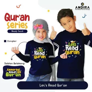 Promo Baju Kaos Couple Kakak Adik Kaos Couple Anak Cowo Cewe Tangan Panjang : Let`s Read Qur`an