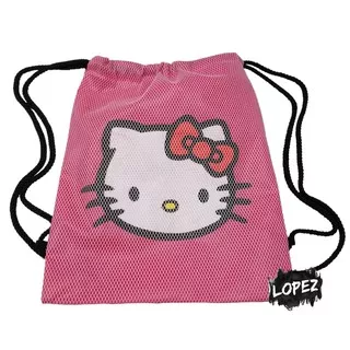 Tas Jaring Hello Kitty / Tas Serut Hellokitty / String Bag Kitty White Kucing Cute Cat Meow Lopez