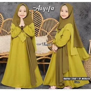 Asyifa Syar`i Kids Premium Lemon 9-11 Thn Free Hijab Gamis Anak SD Terbaru Busana Muslim Ngaji Lebaran Ramadhan COD Murah Lebay Best Seller Diskon Promo Sale Flash