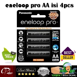 Panasonic Eneloop Pro AA 2550mah 4pcs / Battery Rechargeable Eneloop Pro A2 Isi 4pcs