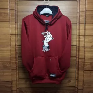 GIDANI JAKET HOODIE FLEECE TEBAL JUMPER HOODIE SKYMO APPAREL MAROON SWEATER PRIA SKYMO