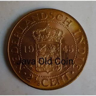 Koin kuno, koin benggol 2,5 Cent Nederlandsch Indie 1945 Luster