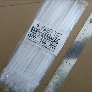 Cable ties 2.5mm x 20cm 100 pcs Kabel tie 20 cm 200mm tali ripet hitam putih