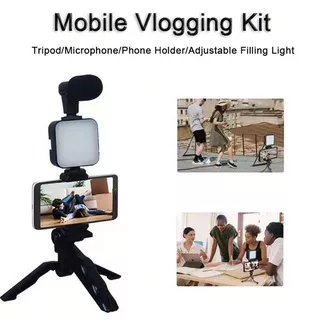 Paket Vlog Ultimate Vlogging kit Combo For Video Vlogger LED Phone Tripod Microphone