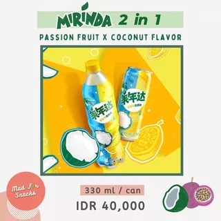 Mirinda Soda Drink 2in1 Passion Fruit X Coconut Flavor (Packaging Kaleng)