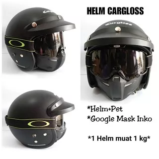 [PAKET 1 kg] Helm Retro Cargloss Murah Hitam Doff, Jual Helm Classic Cargloss, Helm Cargloss Classic