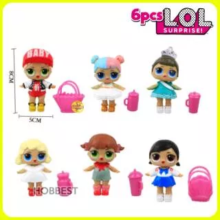 LOL Dolls isi 6 - Action Figure Miniatur Topper Pajangan Mainan