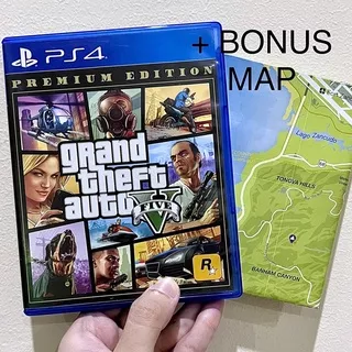 Grand Theft Auto V Premium Edition Original Sony Playstation Kaset Ps4 GTA 5 Ps 4 Game Gta5 gtav auto5 gran thevt autov thef ps5 bd games online thev 4 five 6 vi bully buly 2 II bekas second baru cd disc segel ALL mulus ori seken region 3 reg3 reg asia R3