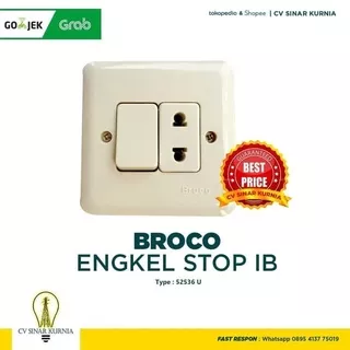 Stop Kontak + Saklar Merk Broco 52536U Engkel Stop IB inbow Warna Cream asli promo