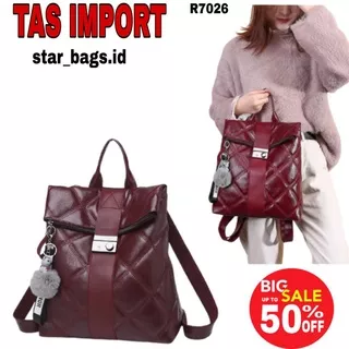 Tas Ransel Kulit  Wanita Import - Tas Punggung Cewek Tas Rangsel Import Wanita - Tas BACKPACK Kulit Cewe Tas Gendong Import Wanita Merah Hitam - Tas Import Cewek Terbaru - Tas Ransel Branded -Tas Ransel Kerja Wanita Ransel Laptop kuliah - Tas Kerja Wanita