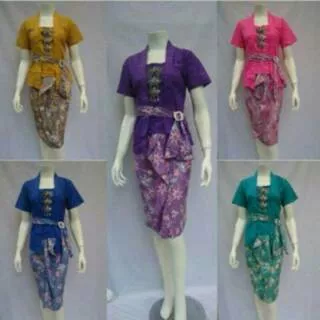 KEBAYA KUTUBARU ROK LILIT FLORAL BATIK VINTAGE MODERN PENDEK KONDANGAN STYLE INSTAN PASTEL