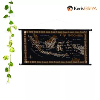 Batik Keris Hiasan Dinding Gantung Katun Printing Motif Peta Indonesia