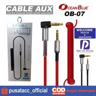 Kabel AUX Stereo Jack 3.5mm Audio Spiral Mobil & Handphone Male to Male L Ocean Blue OB-07 Grosir Murah Aksesoris Hp Handphone PUSATACC PUSAT ACC