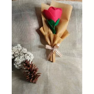 Mini buket bunga flanel 1 tangkai / Tambahan Hampers / giftbox