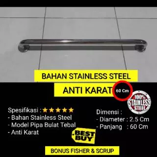 Handle Bathub Pegangan Toilet Dinding Kamar Mandi Stainless Steel 60 Cm