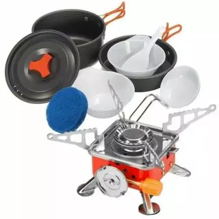 Cooking Set DS200 & Stove Portable K202 Alat Masak Dan Kompor Camping Outdoor