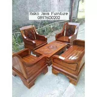 Kursi Tamu semut Dan Meja Tamu Jati Motif Bunga Ukiran Jepara - Sofa Jati - Kursi Teras Minimalis