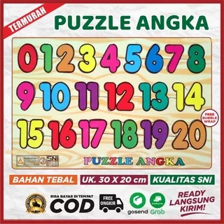 Puzzle Kayu Angka Mainan Anak Edukatif Warna Mengenal Angka Nomor Jigsaw Puzle Number Murah 123 COD