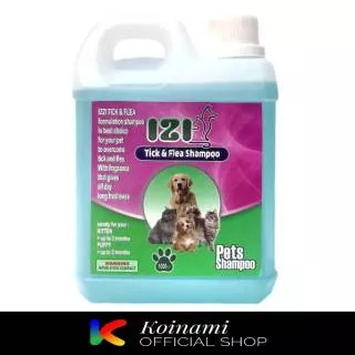 SHAMPO IZI TICK & FLEA 1 liter BIRU / SHAMPO KUTU kucing anjing / pet SHOP / GROOMING / TALI MAS