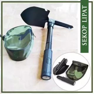 Pacul Sekop Lipat Multifungsi / Military Portable Folding Multifunction Shovel + Kompas - Sekop Mini