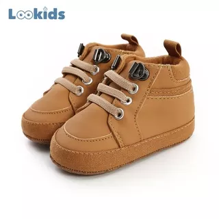 Sepatu Prewalker Bayi Laki Laki Perempuan Umur 0 - 12 Bulan Sepatu Prewalker Bayi Sepatu Sneakers Anak Bayi Laki Laki Perempuan Sepatu Boot Anak Bayi Laki Laki Perempuan Murah Baby Prewaker Shoes Umur 0 - 14 Bulan, umur 1 Tahun Lookids Tan LK01