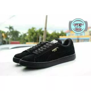 Sepatu Puma Import Suede For Man Black All Black Hitam Casual Sekolah Kerja Kuliah Kado Hadiah Pria