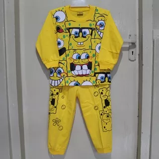 spongebob stelan baju tidur piyama anak size 29thn