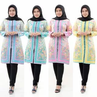 Tunik Zipper Dhyfa Batik/ Atasan Batik/ Tunik Batik /Tunik Premium / Tunik katun halus/ atasan Batik