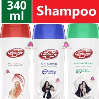Lifebuoy Shampoo 340ml Anti Dandruff, Strong & Shiny, Anti Hair Fall 340 ml Shampo Rambut