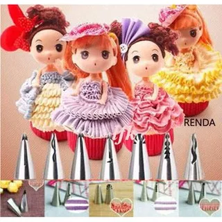 SPUIT KOREA KOREAN ISI 7 NOZZLE NOZEL PIPPING KUE BARBIE PRINCESS BUTTERCREAM WHIP ICING ALAT DEKORASI KUE RENDA ROK BAKERYCHEF