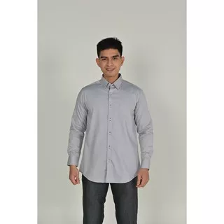 Kemeja Regular Panjang Pintpoint Oxford Light Grey 999350