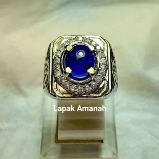 Cincin Batu Permata Natural Blue Safir Asli Original Super Mewah