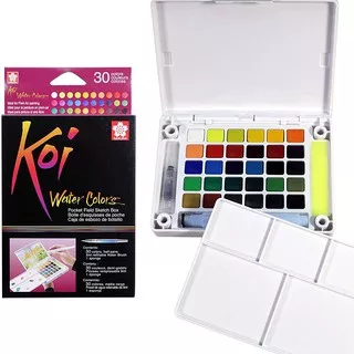 SAKURA KOI WATER COLOUR POCKET SET WITH BRUSH 30COLOURS