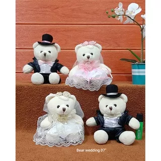 Boneka Bear Pengantin 18cm/07``/boneka wedding/boneka pasangan/bear pengantin/Boneka Teddy Bear couple