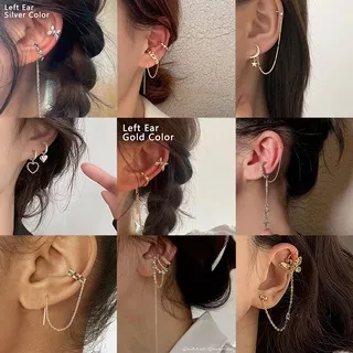 Simple Moon Star Rhinestone Long Chain Earrings For Women Tassel Drop Earrings