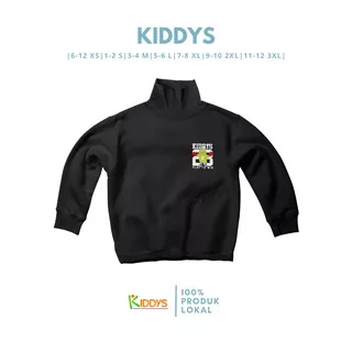 Kiddys Sweater Turtle Neck Anak Unisex Kiddys Warna Hitam Cotton Rib - KDS209