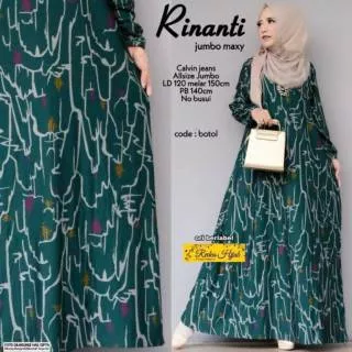 Gamis Dress Muslim Wanita Cantik Restock Best Seller Jumbo Size Calvin Jeans Rinanti Maxi