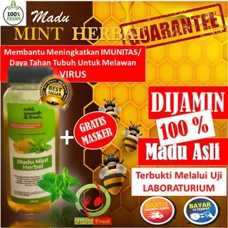 Madu mint herbal asli 100% madu penurun panas batuk pilek demam masuk angin obat herbal alami 350 gr