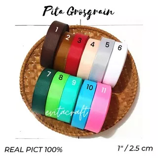Pita Grosgrain Polos 2.5cm (1 inch) / Per Roll 20 YARD / DIY Bahan Craft / Pita Kado / Scrapbook