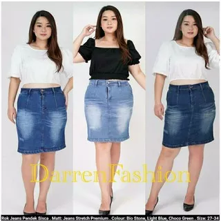 ROK PENDEK JEANS SPAN UKURAN 27-30/ROK SPAN/ROK JUMBO