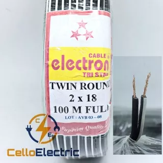 Kabel Serabut 2x18 Electron / Kabel Tembaga 2 x 18 Twin Round / Kabel Audio Isi 2 / Harga Meteran