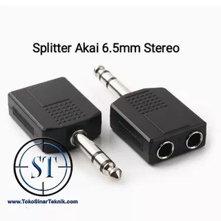 Konektor T Cabang 6.5mm Female To Male Jack Akai Stereo 1 To 2 Microphone Mic Audio Suara Box Ampli Connectror Sambungan Jek Ba-94B