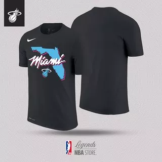 Tshirt - Baju Kaos Basket Miami Heat Drifit NIKE VICEWAVE STATE - Hitam