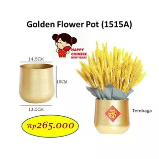 Golden Flower Pot - Vas tembaga - vase bunga imlek