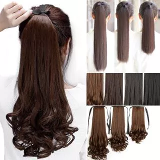 Ponytail Wig Long Straight/curly Hairpiece Tied In The Hair Tail Black Brown Synthetic Ponytail Hair Extension