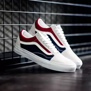 VANS OLDSKOOL BLOCK PEPSI WHITE/RED ORIGINAL | FREE PAPERBAG / KAOS KAKI / KEYCHAIN SEPATU SNEAKERS PRIA WANITA KASUAL