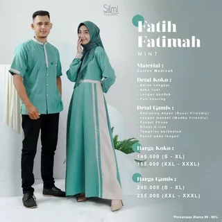 Baju Couple Pasangan SILMI FATIH-FATIMAH MINT Dress Kondangan Pakaian Fashion Seragam Sarimbit Keluarga Muslim Suami Istri Lebaran Premium Mewah Kekinian Elegan Terbaru 2022