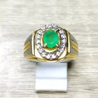 Cincin batu permata natural emerald beryl origin colombia + memo