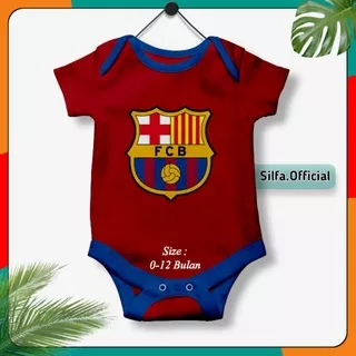 Jumper Baby Baju Jumpsuit Bayi Laki Laki 0 6 Bulan Karakter Bola Barcelona